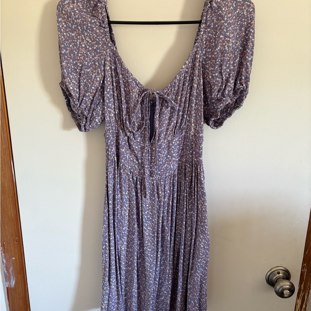 Purple Puff Sleeve Mini Sundress